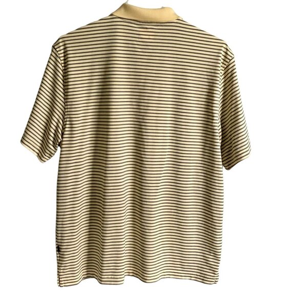 Greg Norman for Tasso Elba Five Iron Polo Shirt Play Dry Yellow Black Stripe - Picture 4 of 7